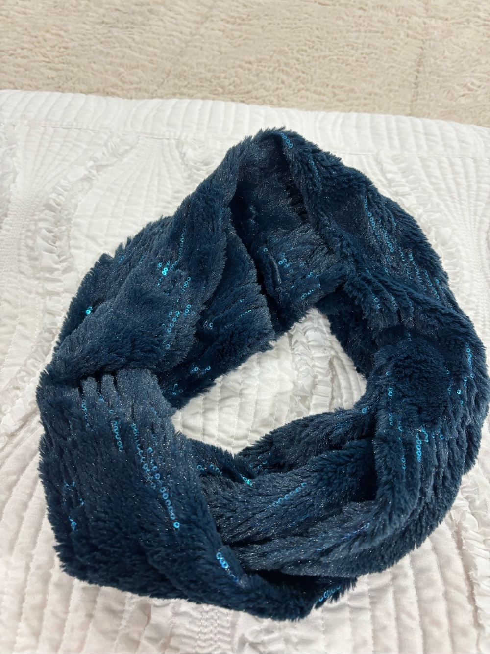 Sequin Infinity Scarf - Teal Blue